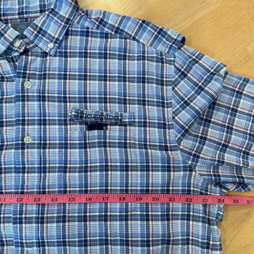 Vineyard Vines Harbor Shirt Mens L Blue Plaid Button Down Fishing Vented Outdoor - Picture 12 of 13